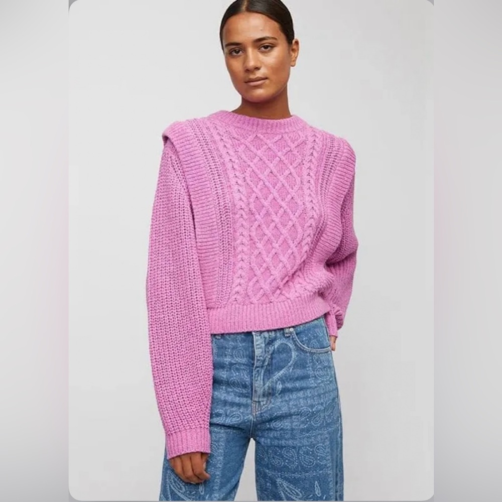 JUST Female Mighty Knit Pink Sweater - Anthropologie - Size L